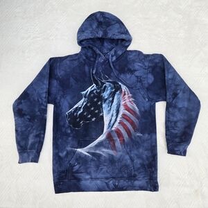 The Mountain Patriotic Horse Tie Dye Hoodie - Size Small